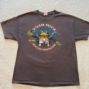 Harley Davidson Grey Short Sleeve Graphic Print Shirt XL Toad Suck Conway AR